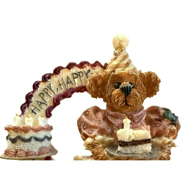 Vintage Boyds Bears Happy Wishes Birthday Pin Brooch Teddy Bear With Cake - Picture 2 of 5